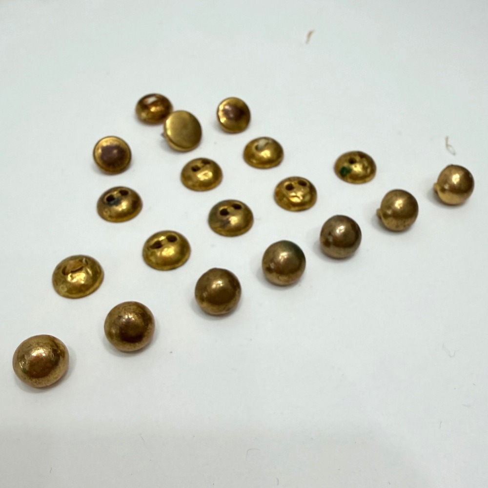 Vintage Brass Buttons Mixed Dome Mushroom Set Gold Metal‎ 18pc OS